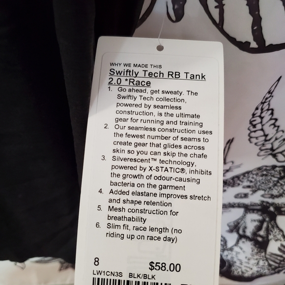 ✴️ NWT LULULEMON SWIFTLY TECH TANK RACERBACK RB 2.0 RACE BLACK SIZE 8 | - Picture 5 of 6